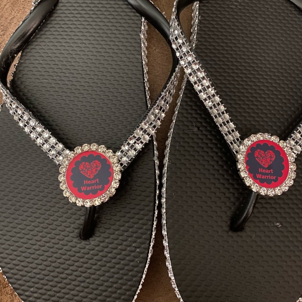 Heart warrior flip flops